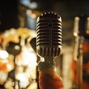 picture of a microphone at a concert